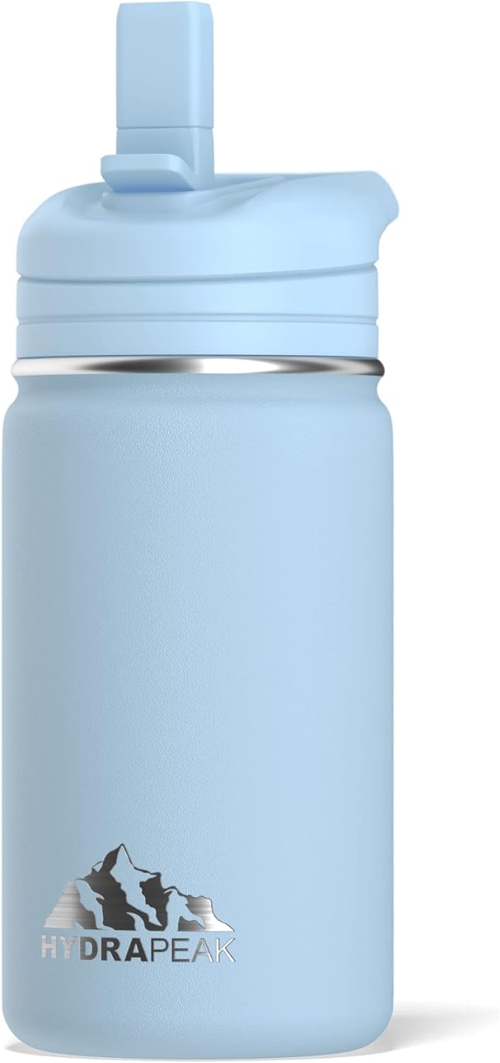 Hydrapeak Mini 14oz Kids Water Bottle with Straw Lid, Insulated Water Bottle Kids, Kids Water Bottle Stainless Steel, Kids Water Bottles (Cloud)