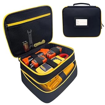 Double-Layer Bag for Klein Tools Et310 & Rt250 GFCI Outlet Tester & Electrical Test Kit, Storage for Digital Multimeter, Clamp Meter and Accessories(Case Only)