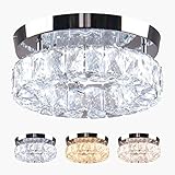 YPQXYHDA 9.8" Modern Crystal Ceiling Light Fixture Mini Chandelier Flush Mount Light Fixture for Foy