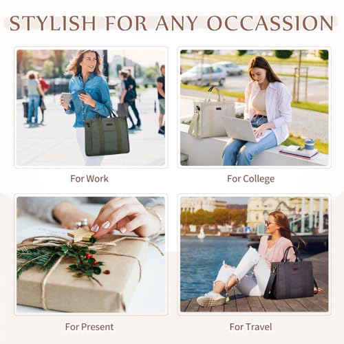 Image of VASCHY Canvas Tote bag, Casual Reusable Work Totes for Women Teachers with Zippers Pockets Crossbody Shoulder Bag Purse