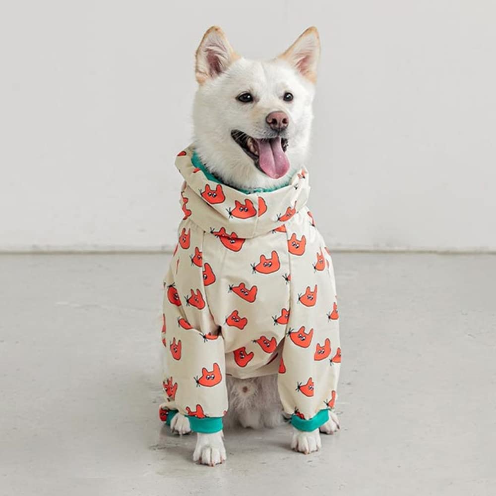 Impermeabile per Cani da Compagnia Impermeabile Universale A Quattro Zampe per Cani di Grossa Taglia all Inclusive con Impermeabile,Bianca,3XL
