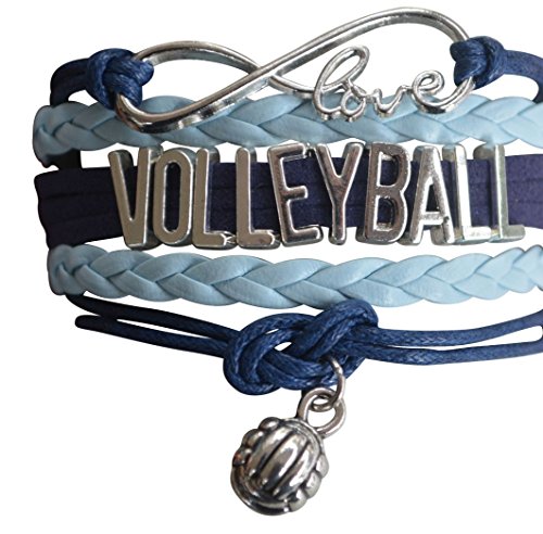 Infinity Collection Volleyball Charm Bracelet - Volleyball Jewelry - Blue Volleyball Charm Bracelet