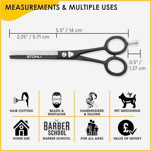 Hair Thinning Scissors 5.5 Inch Professional Hairdressing Scissors Stainless Steel Barber Scissors for Hair Cutting and Texturising Ergonomic Hairdresser Scissors for Men Women and Home Use - Image 2