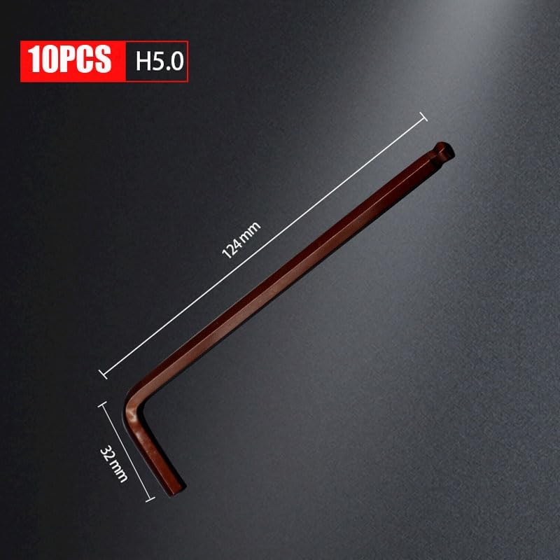 10 個 L 型六角六角レンチ S2 合金ボールフラットキーレンチセットフクシア防錆レンチツールセットハンド修復ツール(10PCS-