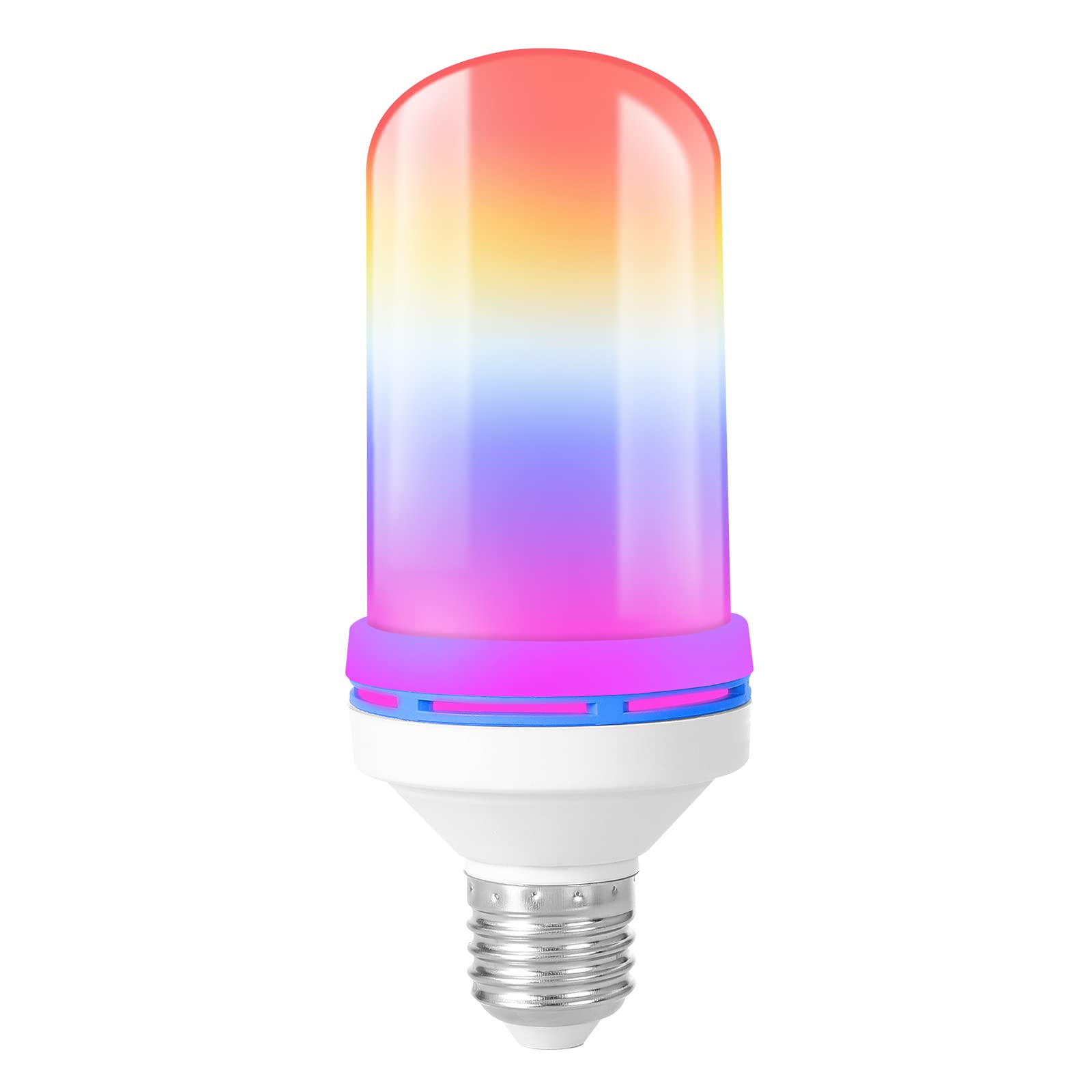 Qelus LED Flame Effect Light Bulbs, 5W E27 Flame Light Bulb, Color Changing Flickering Fire Simulation Light Bulbs with 4 Modes, for Garden Party Home Outdoor Indoor Wedding Decor (Rainbow, 1PCS)