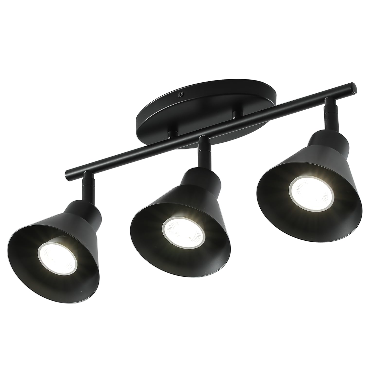 vivihobb Modern 3-Light Track Lighting Fixture, Black Metal Ceiling Spotlight with Flexible Rotatable Heads, GU10 Base Directional Track Light for