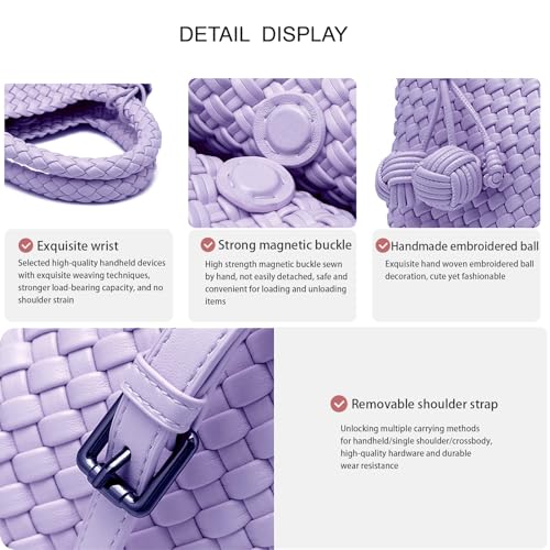 Image of Woven Tote Bag for Women with Coin Purse, Foldable Chain Small Crossbody Handbags, Fashion Shoulder Bag, Hobo Satchel