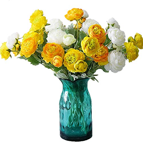Calcifer Lot de 6 ensembles (3 fleurs/lot) de 49,29 cm de bouquet de renoncules artificielles pour...