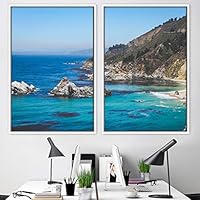2 Piece Framed Canvas Wall Art Coastal Scenery Canvas Prints Home Artwork Decoration for Living Room,Bedroom - 16