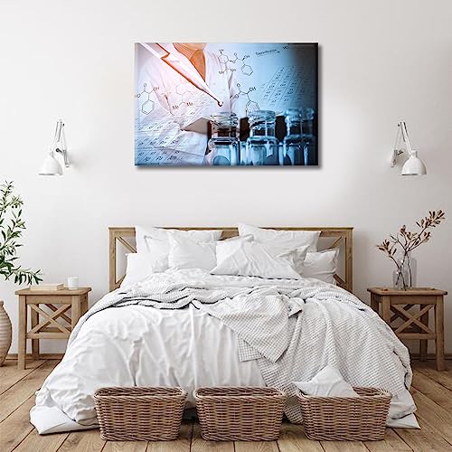 Image of TUMOVO Scientist and Test Tubes Laboratory Concept Modern Home Decor 1 Panels Medical Pictures Canvas Wall Art for Bedroom, Living Room, Office. Stretched and Framed Ready to Hang, 24 inch Wx36 H