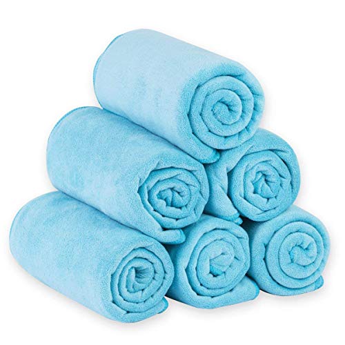 Image of JML Microfiber Bath Towels, 6 Pack, 30 inch x 60 inch, Aquamarine