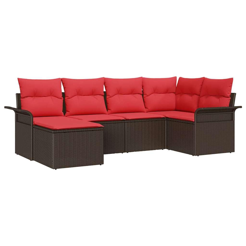 Hothingwell Sofa ogrodowa 6 szt. Brązowy polirattan