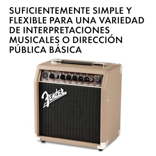 Fender Acoustasonic 15, Amplificador Combo para Guitarra Acústica, 15W, Color Marrón, Entrada Doble (Micrófono + Guitarra), Óptimo para Cantautores - imagen 4