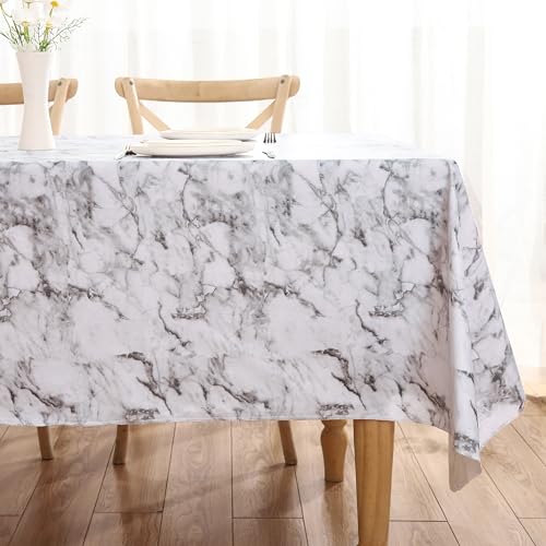 Image of Walrus Heavy Duty Vinyl Tablecloth with Flannel Backing Waterproof Oil-Proof Plastic Table Cloth Stain-Resistant Wipeable Rectangle or Square Table Cover for Indoor and Outdoor (Marble, 60X84 Inch)