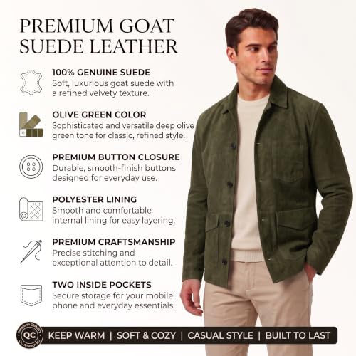 Image of Suede Leather Jacket Men - Real Lambskin Suede Casual Leather Jackets For Men - Mens Suede Jacket