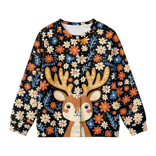 Image of Girls Cardigans Sweater Long Sleeve Crew Neck Button Down Sweaters School Outerwear for Kids Fall Winter Tops