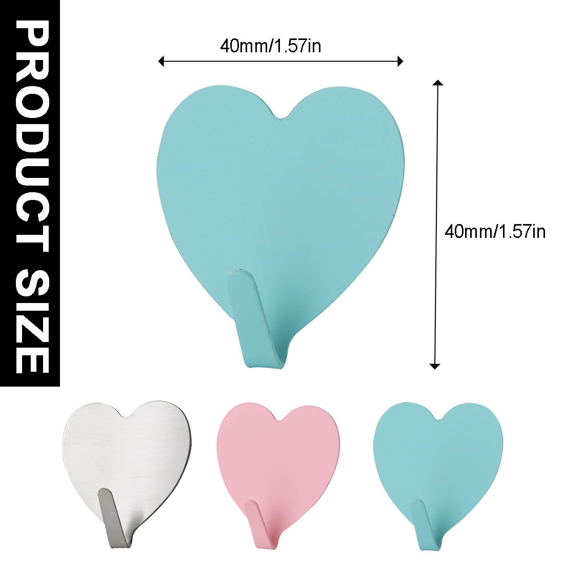 Ganci Adesivi A Forma Di Cuore - 6 Pezzi | Per Parete, Bagno, Cucina, Porta Oggetti - Foto 7