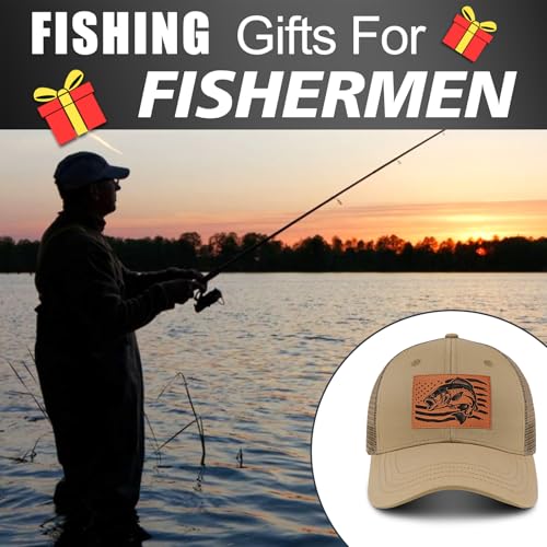 Image of Fishing Hat Fishing Gifts for Men, Bass Fish Flag Hats, Fishing Gear Accessories Stuff, Adjustable Fishing Trucker Hat