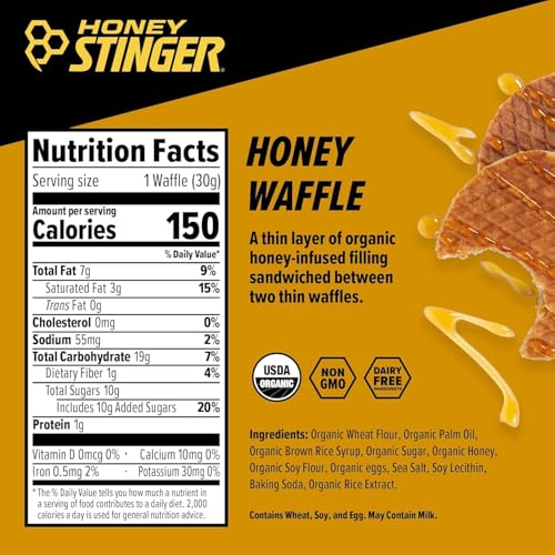 Image of Honey Stinger Energy Waffle Variety Pack - 10 Count, 5 Flavors, Organic Waffles - Honey, Vanilla, Cookies & Cream, Salted Caramel, & Cinnamon - Energy Snack for Running, Cycling, Hiking & Sports