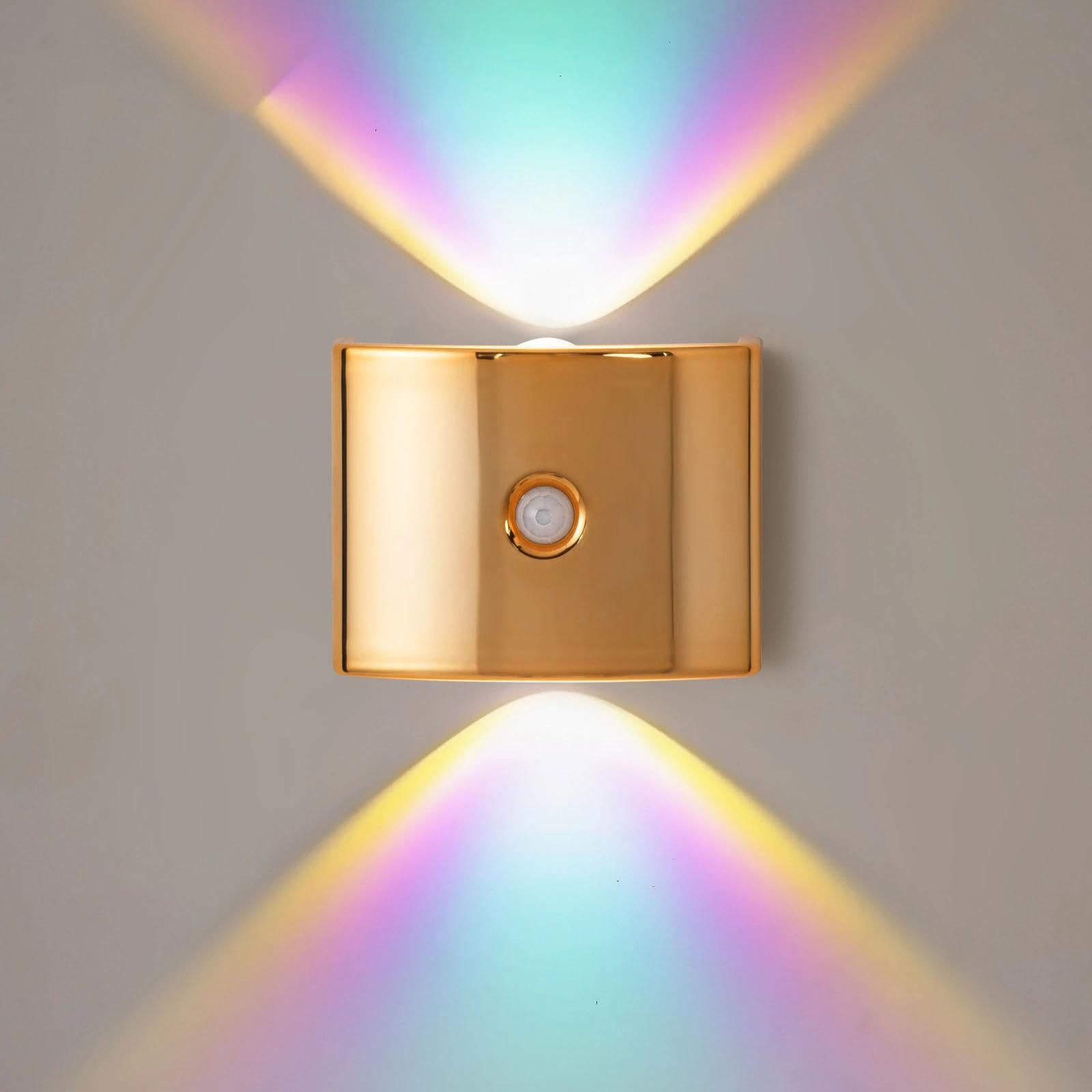 GAOHONGMEI Motion Sensor Night Light, Wireless Rechargeable Wall Lights(Gold,Neon Light)