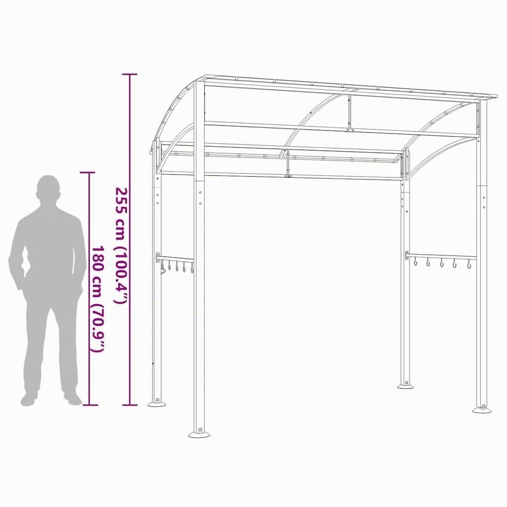 vidaXL Cenador de Barbacoa Acero Terraza Metálico para Jardín Terraza Exterior Fiesta Camping Carpa Toldo Cocina Pabellón al Aire Gris Antracita