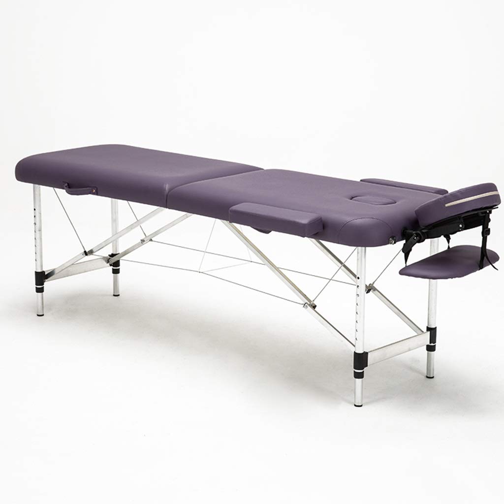 Lettini da Salone Lettino da Massaggio Lettino da Bellezza Larghezze del Divano 23,62 Pollici Letti Portatili Professionali a 2 sezioni con Piedini in Alluminio(Purple)