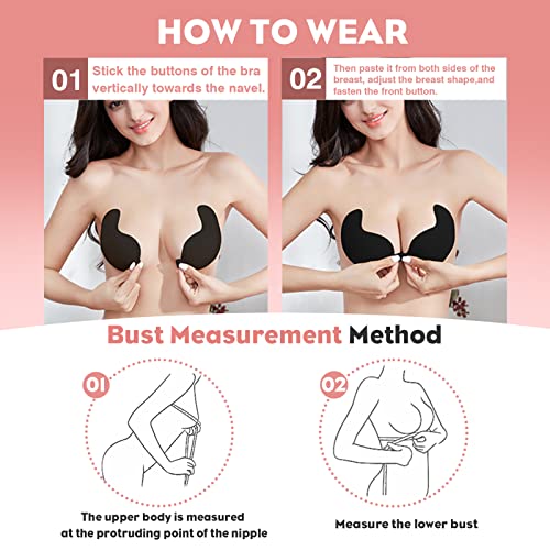 Sticky Bra Adhesive Push Up Invisible Strapless Bras For Women 2 Pairs Reusable With Nipple Covers For Backless Dresses #TOP4