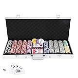 ♠Luxus-Pokerset- Anzahl von Chips: Laser Pokerchips * 300/500, Poker * 2, Bankcode * 1 / * 3, Würfel * 5, Alubox * 1