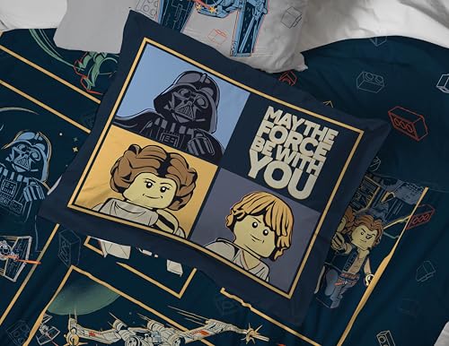 Image of Jay Franco Kids Comforter Set Includes Sheets and Pillow Covers - Soft and Cozy Bed Set for Stylish Room Decor, Official Licensed Bedding, Blue - LEGO, 5 Piece Twin