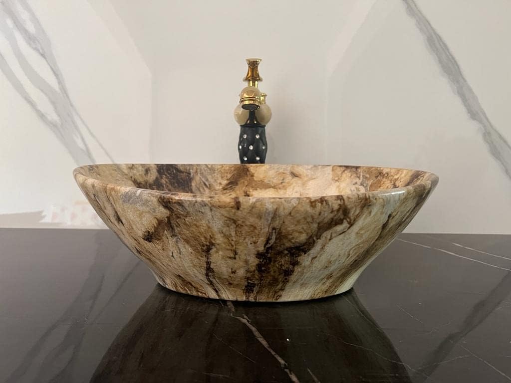 Zoyo Cera Premium Designer Table Top Ceramic Wash Basin Vessel Sink with Slim Rim | Beautiful Oval Shape Wash Basin (Designer Black Wash Basin, 16 x 13 x 5 Inch) (Black Wash Basin) (B0CC2VMX3Y) Amazon Price History, Amazon Price Tracker