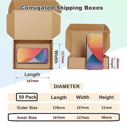 HORLIMER Paquete de 50 Cajas de Carton con Tapa para Envios de Paquete, 17.8 x 12.7 x 5.1cm Cajas Carton Regalo Marrón, Cajas Embalaje para Pequeñas Empresas - imagen 2