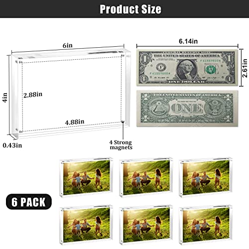 Baumfeuer 6 Pack Picture Frame 4X6 Double-Sided Acrylic Magnetic Desktop Acrylic Photo Blocks Frame Set For Wedding, Graduation, Birthday, Decoration, Baby Show, Clear #TOP4