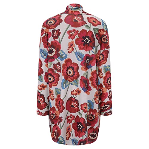 Women's Ethnic Fashion Cardigan Floral Print Soft Elegant Top Loose Long-Sleeved Leopard Print Sweaters #TOP2