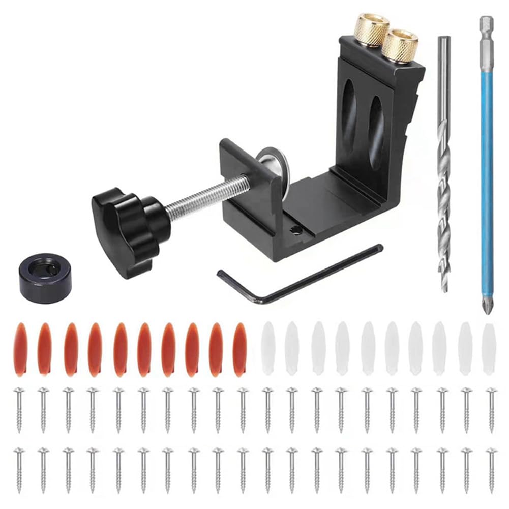 Littimoon 45pcs Hole Jig Kit Dowel Drill Joinery Kit Carpenters Wood Woodwork Guides Joint Angle Tool Carpentry Locator