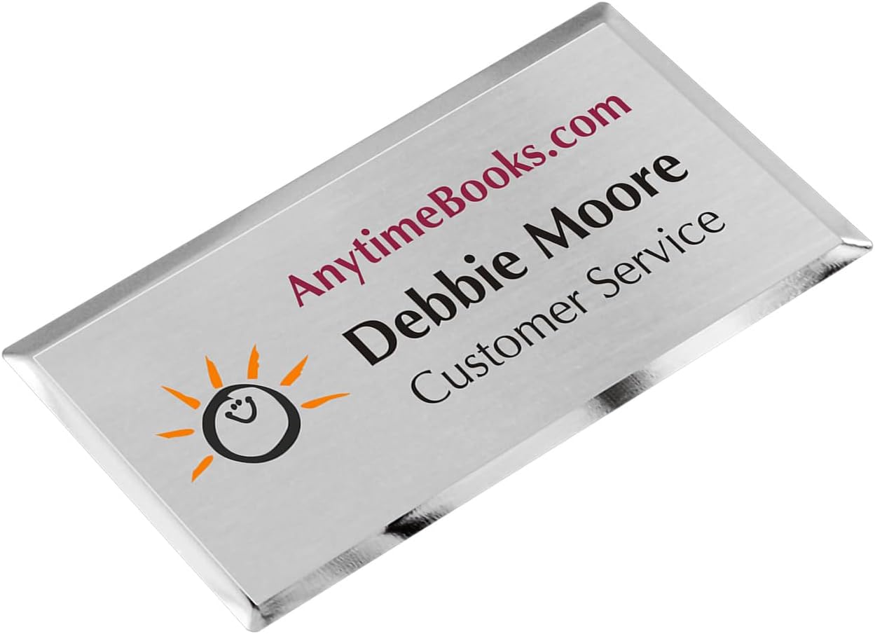 SmartSign Premium Name Tag, Custom Metal Name Badge with Magnet "Enter Own Name, Company & Designation" Customized Name Tag | 3" x 1.5" Full-Color Sublimated Brass Set on Aluminum, Made in USA