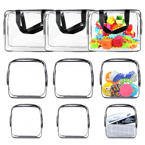 Bolsas de Almacenamiento para Juguetes, 9 Piezas Bolso Transparente de PVC, Bolsa Transparente Avion, Bolsas Transparentes para Avión, Bolsas Portátil de Maquillaje, para Viajes