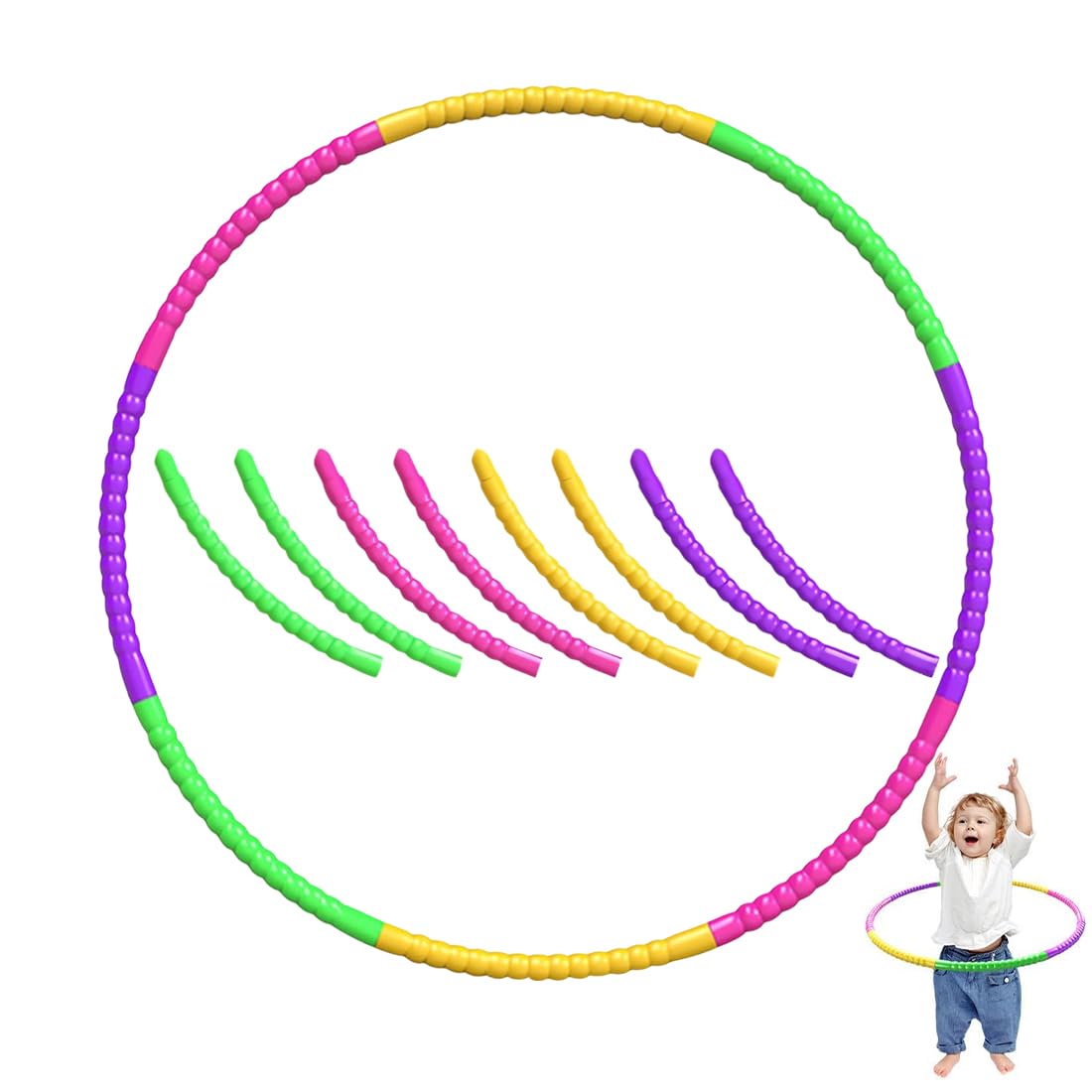 GXGM 1 Pezzi Hula Hoop Per Bambini, Hula Hoop Bambini 8 Nodi Smontabile, Per Sport E Divertimento Adatto A Tutti I Tipi Di Persone O A Diverse Dimensioni Della Vita