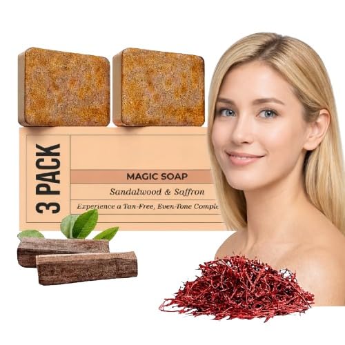 Handmade Herbal Bath Soap with Sandalwood & Saffron Extracts | Paraben Free | Gentle Cleansing Bar for Daily Use | Suitable for Men & Women | 100 g (Pack of 3)
