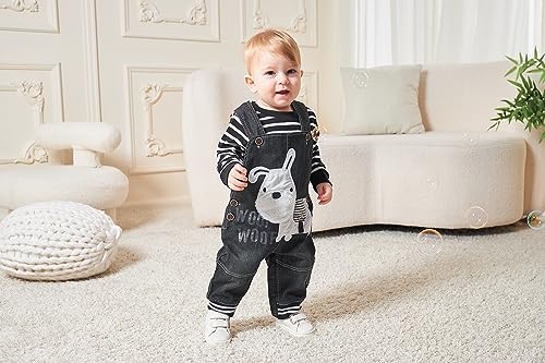 Image of Cute Baby Boy Clothes Suit Toddler Boys' Striped Long Sleeve T-Shirt+Denim Overalls Jumpsuit Pants Outfits Sets