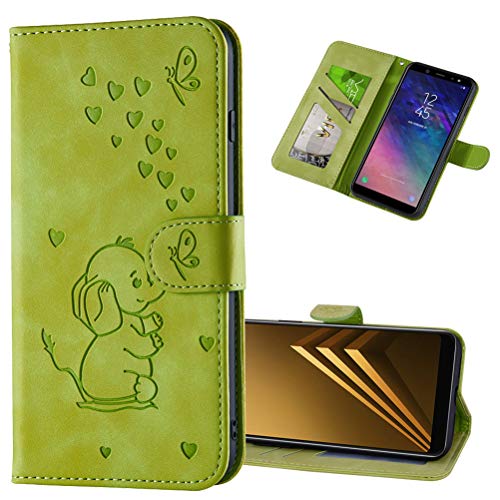 COTDINFORCA Huawei Nova 5T Custodia Flip, Forma di Cuore Art Elephant Protective Case Portafoglio in Pelle PU Magnetica Stand Cover per Huawei Nova 5T Love Elephant Green.