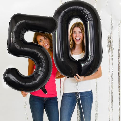 Image of Number Balloons Black Party Balloon - Giant Number 10 Balloon, 40 Inch Large Balloon for Birthday Decorations, Black Party Supplies for Men Women