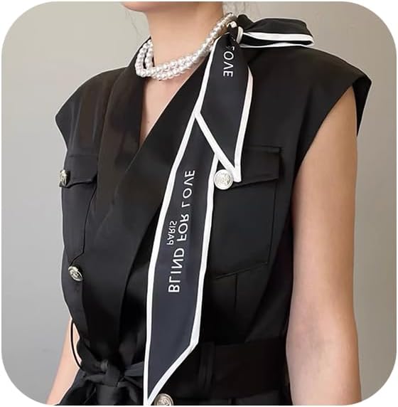 Pearl Ribbon Choker Necklace for Women Long Silk Jamaica Ubuy - Main Image