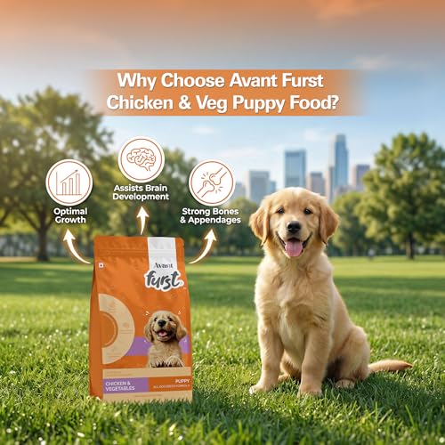 Image of Avant Furst Puppy Dry Dog Food Chicken & Vegetable, Dog Food Puppy with Real Chicken Protein & DHA, Dry Food for Growing Puppies, No Artificial Additives, 10kg