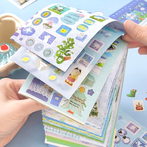 Image of 20 Sheets INS Style Cute Cartoon Sticker Book - Kawaii Stickers for Journaling Junk Journal Scrapbooking Planner DIY Crafts Teens
