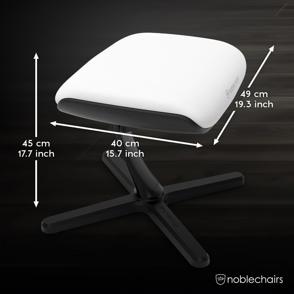 noblechairs Footrest V2.0, White Edition, 45-Grad Neigung, Premium Materialien, High-Tech Vinyl Bezug, Weiß