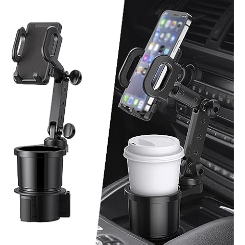Ajxn 1 PC Car Cup Holder Phone Mount, Universal Adjustable Cup Holder Cradle, Universal Auto Cell Phone Stand, 2-in-1 Car Cup Phone Holder, for Most Cars, Trucks, SUVs (Black) Cover