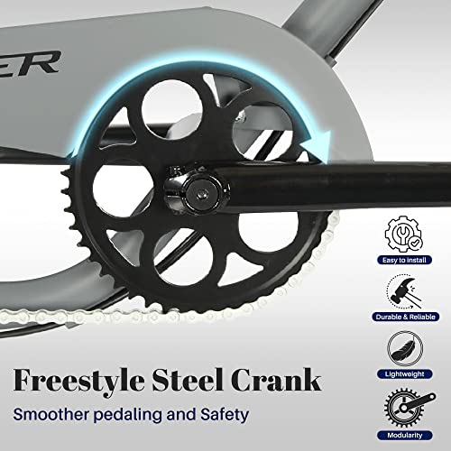 Tracer - 20” Lowrider Stretch Bike, High Rise Handlebar, Dual Suspension Classical Spring Fork, Inter 3 Speed, Disc & Hub Brake, Bmx Bottom Bracket, Matte Grey - Master #TOP3