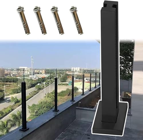 Transforma tu terraza con el poste de balaustrada de vidrio negro 2