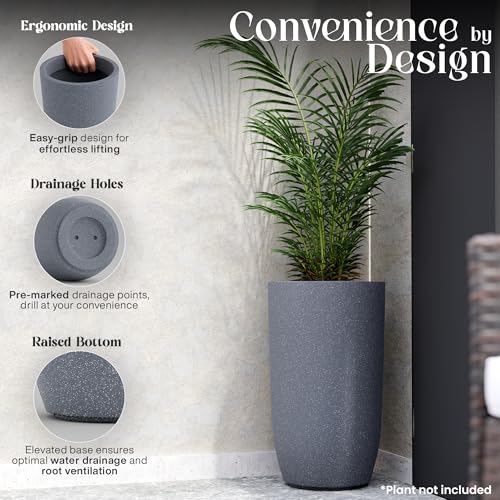Image of YUCCABE ITALIA FOXB TPC 30 INCH Pots for Plants Highly Durable Polymers Lightweight Indoor Outdoor Plant Pots, Flower Pot Gamla Tree Planter Container Planters for Living Room, Balcony, Garden