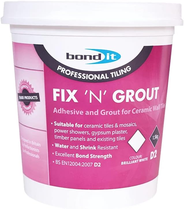 1.5Kg Brilliant White Fix 'N' Grout - Ready Mix Tile Adhesive & Grout